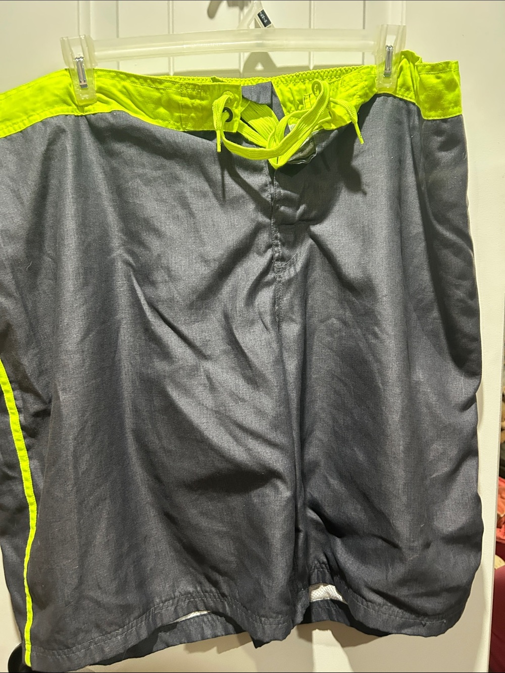 Men's Gray Swim/Board Shorts with Neon Yellow Trim OP